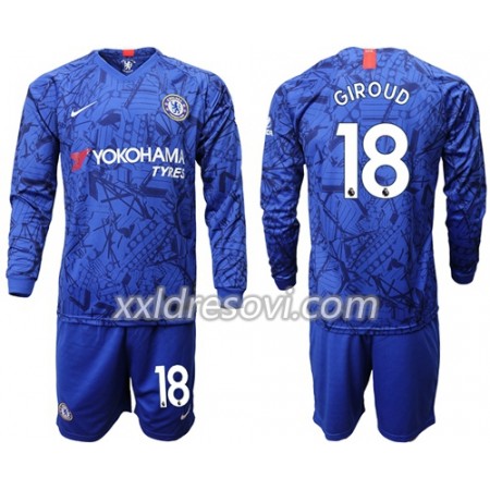 Chelsea Giroud 18 Domaći Dječji Komplet Dresovi za Nogomet 2019-2020 Dugim Rukavima (+ kratke hlače)